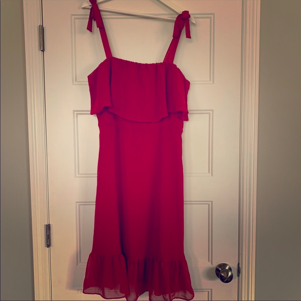 Express floaty red mini dress